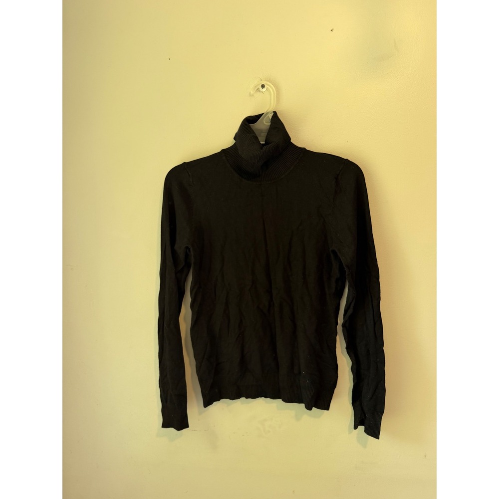 Forever 21 Womens Black Turtleneck Ribbed Knit Viscose Blend Sweater Large